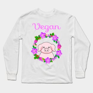 Vegan, cute pig design Long Sleeve T-Shirt